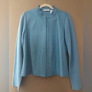 JH Collectibles Light Blue Leather Knit Jacket size L
